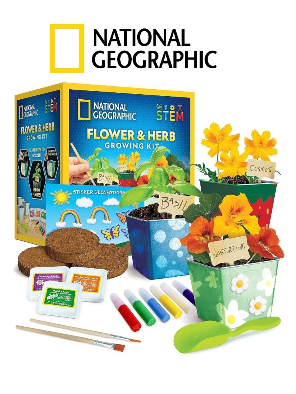 New National Geographic Flower and Herb Gardening Activity Kit for Kids Indoor O